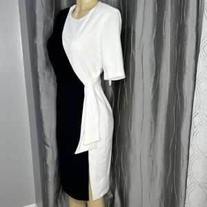 Calvin Klein Black and White Asymmetrical Dress Sz 6
